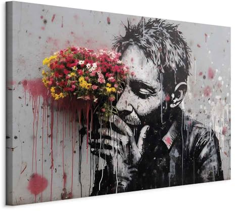 murando - Akustikbild Akustikbild Banksy art, 90x60 cm, 1-teilig, Büro | Verbessert Raumakustik, reduziert Hall, ideal fürs Büro oder Wohnzimmer, hochwertige Verarbeitung, schnelle Montage, stilvoll