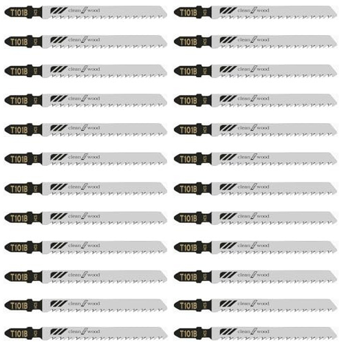 25Pack T101B T-Shank Jigsaw Blades - 4 Inch 10 TPI Contractor Jig Saw Blades Set Made with High Speed Carbon Steel Precise Clean Straight Cutting Wood Boards Plastic PVC