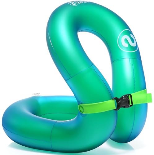 Schwimmreifen Baby, Schwimmring Baby, Schwimmtrainer Kinder, Aufblasbarer Unterhemd Schwimmhilfe Kinder mit Sicherheitsgurt 6-10 Jahre(60 to 120lbs(30-60kg))-Grün