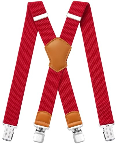 Aonvmdis Mens Braces for Trousers with Very Strong Metal Clips Heavy Duty Style Adjustable Elastic for Overalls Jeans, Work Pants, Jumpsuits