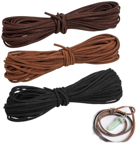 3 Packungen Lederband,3 Farben Lederschnur,10 M X 3 Mm FüR Ketten,Klassisch LederbäNder,Schwarz,Geeignet FüR Selbstgemachte ArmbäNder,Halsketten,Schmuck,Kunsthandwerk,Spinnen