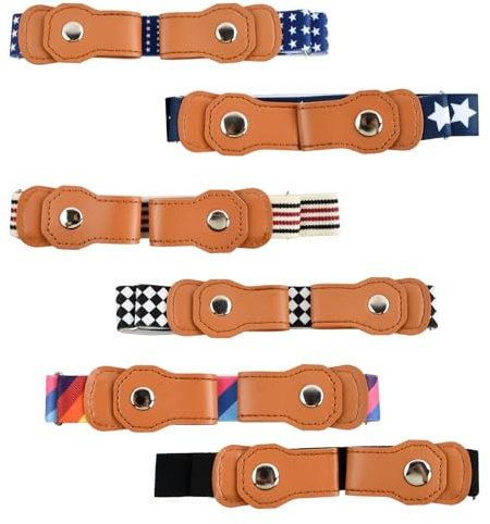 DecorDwell Kids Elastic Belts, 6 PCS Children Invisible Belt, No Buckle Stretch Straps, Adjustable Elasti Belt, 50 to 80cm Adjustable Length, Suitable for 2 to 15 Years Old Boys