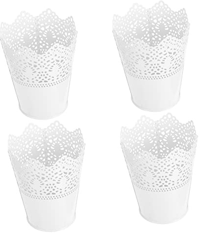 Mikinona 4pcs Lace Design Makeup Buckets Home Decorative Storage Organiser Dustproof Cosmetic Organizer