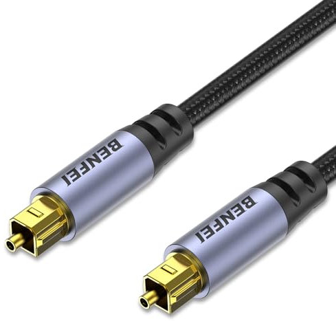BENFEI Toslink 2 metri Cavo audio in fibra ottica Cavo S/PDIF in fibra ottica [Design intrecciato, placcati in oro, grado CL3] Adatto per soundbar/TV/PS5/PS4/Sonos/Xbox Series, sistemi home theater