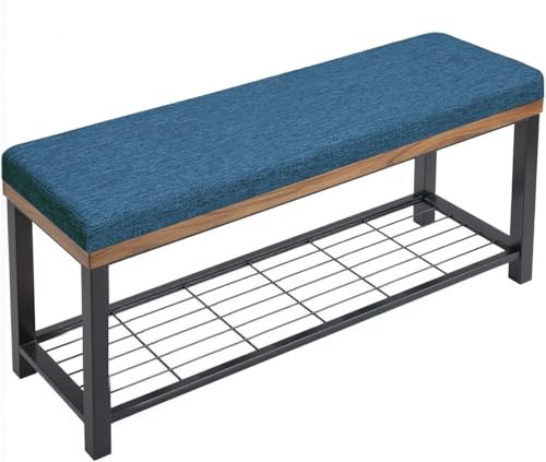ELYSYSRL Bankkissen aus Leinen Bankauflage 120x40 150x50 100x40 180x40 cm Sitzkissen Outdoor & Indoor, Bankpolster, Bezug waschbar, Unterseite Antirutsch(Blau,120x40x3cm)