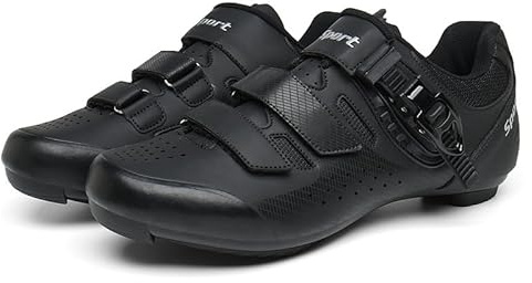 Mens Cycling Shoe Mountain Bike Shoes, Unisex Outdoor Road Hard Sole Bike Shoe Compatible with SPD and Look Delta Cleats, Anti-Slip, Resilient, Competition, Workout, Casual (12,Lockless-Black)