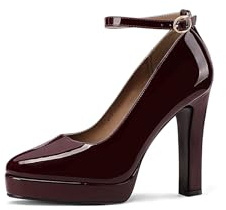 QUEEN HELENA ZM10023 Zapatos de tacón alto Casual Elegantes Mujer ZM10023, Claret, 41 EU