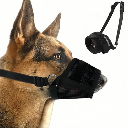 Maulkorb für Hunde, Atmungsaktive und verstellbare Hundemaulkorb, Geeignet für kleine, mittlere und große Rassen Größe M