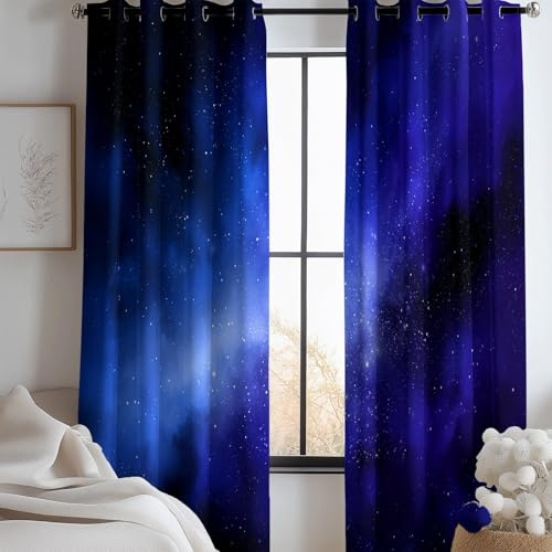 XCQHZYQ Tende Oscuranti per Interni Fantasia Corpi Celesti Galassie, 70x160 cm (LxA) 2 Pezzi Termica Isolante Blu E Viola Tenda della Finestra per Soggiorno Camera da Letto Cucina Cameretta Bambina