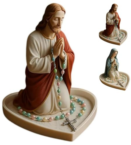 Porte-chapelet catholique de la Vierge Marie, chapelet catholique, porte-chapelet de Jésus, élégant chapelet de prière de la Vierge Marie, boîte religieuse, présentoir de collier pour chambre à