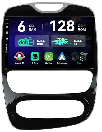 [6G+128G | Intégré Dab+ 4G] - MSD Autoradio pour Renault Clio 4 (2016-2019) | Android 15 GPS Navi Radio | Carplay Android Auto Volant Dual Band WiFi DSP | Caméra MIC | Octa-Core 2 Din 10.1 Pouce