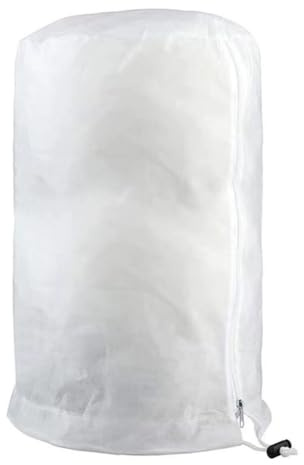 Vilgftyiet Funda protectora contra heladas con cremallera y cordón, tela no tejida transpirable para plantas de jardín, arbustos y verduras, color blanco