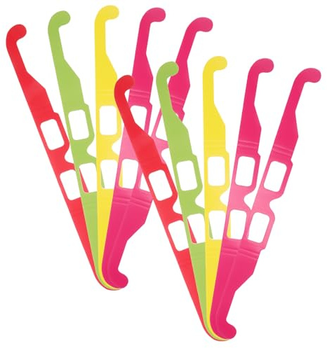 OFFIGAM Gafas 3D de Papel Efecto Difracción Arcoíris 20 Unidades Rojo Amarillo Verde Rosa Ligeras y Cómodas para Fiestas Rave Conciertos y Eventos Nocturnos