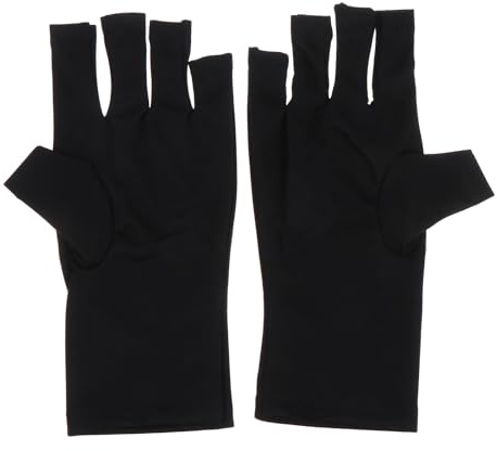 Mikikit UV Protection Half Finger Gel Manicure Gloves for Nail Art Black Short Sleeve Shield Gloves for Outdoor Use Skin Protective Anti-uv 1 Pair