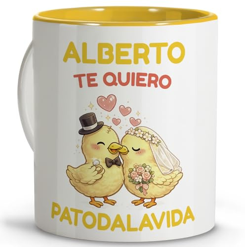 Taza San Valentin Personalizada Apta para Lavavajillas. Tazas Originales para Regalar Hombre y Mujer. Regalos Originales para Parejas. Regalo para San Valentín. Taza Graciosa de Cerámica 330ml. PATOS