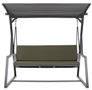 Setgarden Cuscino per dondolo Hollywood, spessore 7 cm, imbottitura per seduta e schiena, rivestimento rimovibile, reversibile, set di cuscini da giardino (verde oliva, 160 x 50 x 50 cm)