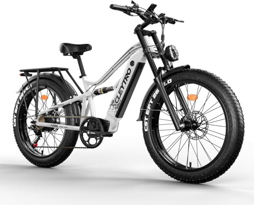 Elcykel för vuxna, 26 tums offroad-elcykel, 48 V18Ah-batteri, batteritid 45–90 km, dubbla stötdämpare, dubbla hydrauliska skivbromsar, 7 växlar, unisex elcykel