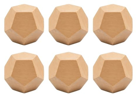 LUDHEP Dadi Vuoti Fai da Te Dadi Non Verniciati Semplici, 6 pezzi, 21mm, dado a 12 facce, creata gioco di insegnamento cubetti, per progetti di Decorazione e Artigianato Fai-da-Te