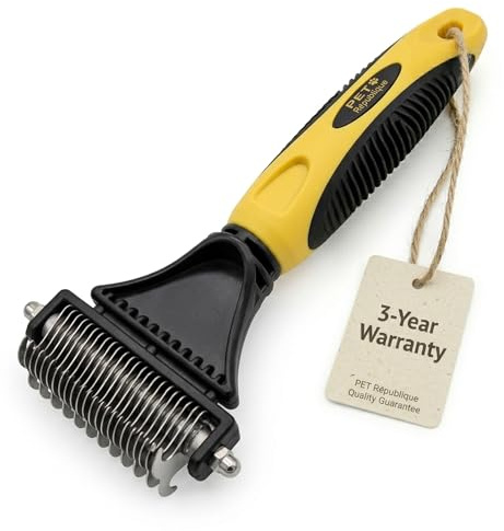 *LAUNCH SALE* Pet Republique ® Professional Dematting Comb Rake - Dual Sided 12+23 Teeth Mat Brush Splitter - for Dogs, Cats, Rabbits, Any Long Haired Breed Pets