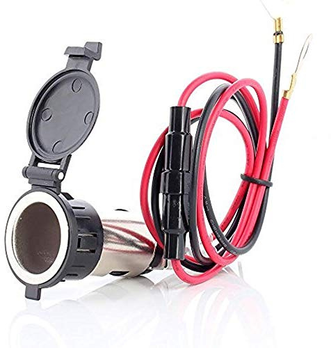 MMOBIEL Universal Waterresistant 12V 120W Car Motorcycle High Speed Cigarette Lighter Power Plug Socket with Closing Cap incl wiring connection Kit for Boat Motorbike Mower Tractor RV ATV Car