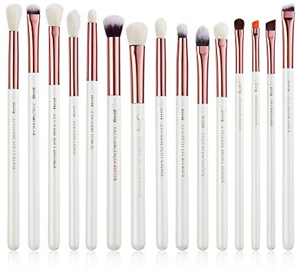 Jessup Juego de Brochas de Maquillaje Profesional 15 piezas Pinceles Sombra Ojos de Precisión Blanco Sintético Natural Pinceles para Delineador Cejas Corrector Mezclar Ojos T217