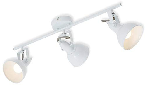 BRILONER - Deckenleuchte, Deckenlampe mit 3 dreh-und schwenkbaren Spots im Retro / Vintage Design, Fassung: E14 max. 40 Watt, Metall, Maße: 55.4x10x18.1 cm, Farbe: Weiß