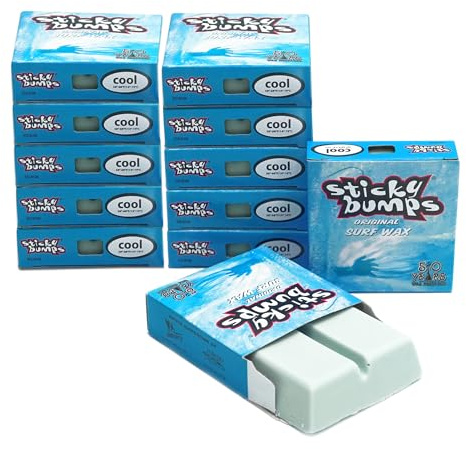 Sticky Bumps Original surf wax cool - 12 Pack | Long-Lasting Surfboard Wax | Great Bump Building for Surfing | Non-Toxic, Nature-Safe | For cool water surf wax Temps 58°-68°F / 14°-19°C. and Below