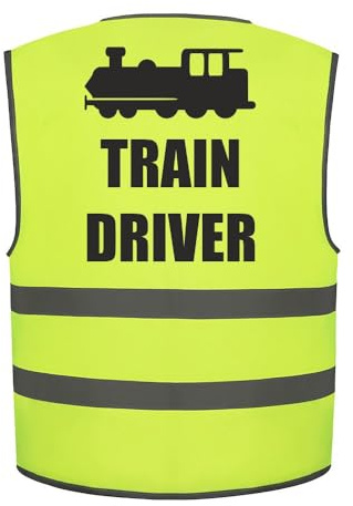 Train Driver Kids Hi Vis Vest Children's High Visibility Reflective Safety Waistcoat Fancy Dress School Road Safe, Add child's name to the front, Personalised