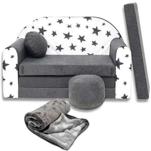 millybo Kindersofa Kinder Couch mit Schlaffunktion ausklappbar 3in1 Kinder Sofa Spielsofa mit Bettfunktion Mädchen Jungen Sitzsack Minisofa Schlafsofa Kinderzimmer Schlafsessel (AC1)