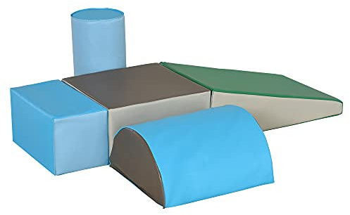 HOMCOM 5 TLG. Schaumstoff Bausteine Kinder Softbausteine Klettern Bauklötze Weiche Schaumstoffbausteine Riesenbausteine Schaumstoffblöcke Bausteinset Spielbausteine für Baby & Kleinkinder Mehrfarbig