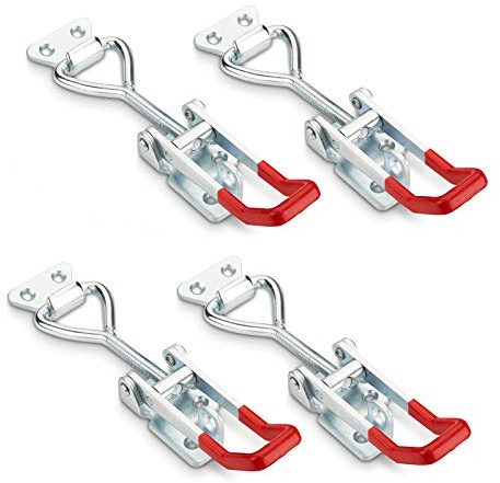 Set di 4 blocchi di tensione JUNKER M8 (forza di tenuta 600 kg, bloccabile) fibbia regolabile in acciaio zincato