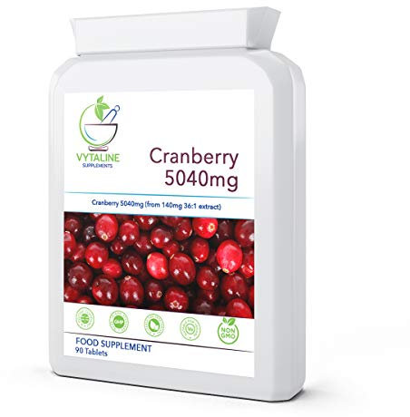 Cranberry Tablets for Urinary Infections-90 x 5040mg (3 Months Supply)-High Strength Extract for UTI Pain Relief - Healthy Bladder and Kidney Cleanse-Cystitis Supplement Remedy for Women Made in UK