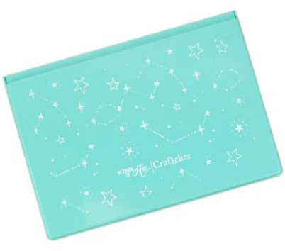 Craftelier - Spezial-Stempelreinigungsablage für Scrapbooking und Basten mit herausnehmbaren Reinigungspads | Größe 16,9 x 10,9 cm - Türkis mit weißem Kosmos-Muster