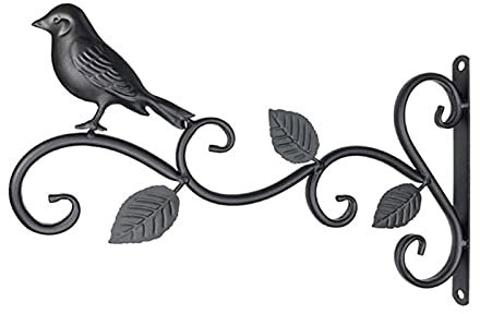 ENJY Wandhaken Blumenampel 2 STÜCKE Eisen Kleiderbügel Wandhaken Pflanze Aufhänger Vogel Feeder Laterne Blume Stand Wind Klingel Outdoor Dekoration (Color : Schwarz)