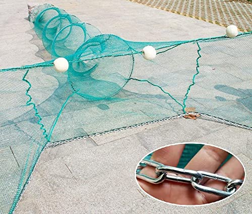 Fiskenet Rete da pesca a rete piccola con catena in ferro galleggiante, trappola pieghevole per bloccare i pesci di fiume, porta di rete, larghezza 3/6/8/10 m, gabbia per gamberetti