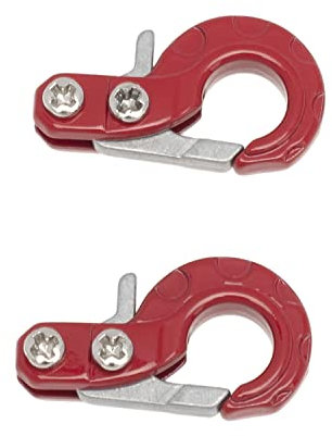 LAFEINA RC Crawler Winch Hooks, Metal Trailer Tow Hook for 1/10 RC Car Axial SCX10 Tamiya CC01 RC4WD D90 D110 TF2 Traxxas TRX4 Accessories (Red)