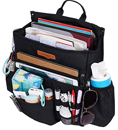 SURDOCA Car Front Seat Organiser, Car Seat File Organiser with Laptop Storage Stabilising Side Straps Soft Adjustable Shoulder Strap, Office Passenger Seat Organiser Bag