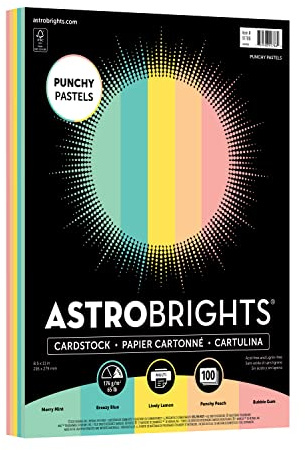Astrobrights Punchy pastellsortiment kort, 8,5 tum x 11 tum, 29,5 kg. 5-färgsortering, 100 ark (91786)