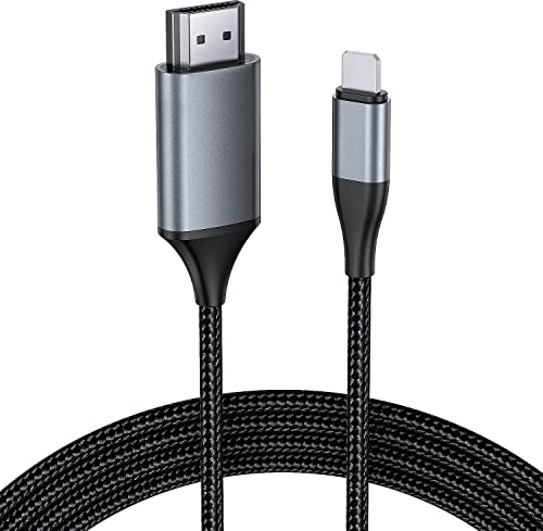 JUCONU HDMI Cable for iPhone, Upgraded 1080P HDTV HDMI Connector Adapter Cable, Digital AV Video Sync Screen Converter Cable Compatible with iPhone/i-Pad devices(2m, Grey)