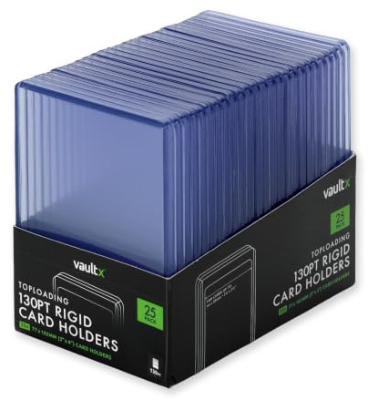 Vault X Toploader 130pt für Trading Cards, Premium Extra Dick, 3 x 4 Nahtlose Starre Kartenhalter, Feste Hüllen, Klarsichtschutz für Sammelkartenspiele, Sportkarten, TCG (25er Pack)