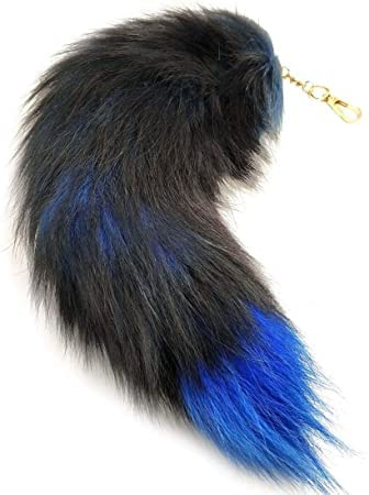 Permangallop fuchsschwanz anhänger, fuchsschwanz auto, Schlüsselanhänger, Animal Tail Zubehör, Tasche Charme, Plüsch-Anhänger, Groß Plüsch-Schlüsselanhänger, Tanz-Requisiten (blau)