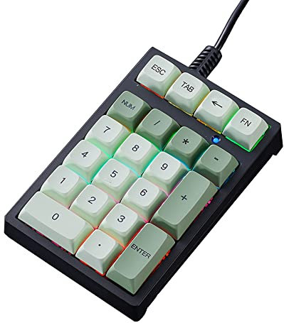 HMHAMA Mechanische Ziffernblock USB Mini Kabel 21 Tasten Blau Schalter Numpad Hintergrundbeleuchtung Tastatur erweiterte Layout