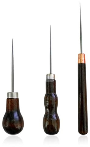 EIHI 3 Pezzi Punteruolo per Legno, Punteruolo, Punteruolo per Pelle Strumento, Punteruolo in Pelle, Punteruolo per Carta, Punteruolo da Cucito in Pelle Fatto a Mano