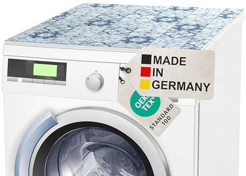 BAUHELD® Tapis universel pour machine à laver [60 x 60 cm] – Housse de machine à laver avec revêtement en vinyle [Fabriqué en Allemagne] – Pour machine à laver, sèche-linge, cuisine, camping-car,