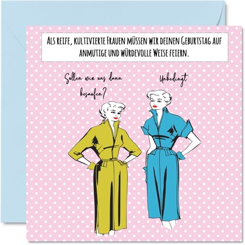 Stuff4 Lustige Geburtstagskarten für Frauen, Stilvolle Frauen | Glückwunschkarte zum Geburtstag für Mama Schwester Tochter Oma Tante Freundin 145 mm x 145 mm, Witzige Humor-Bday-Grußkarten