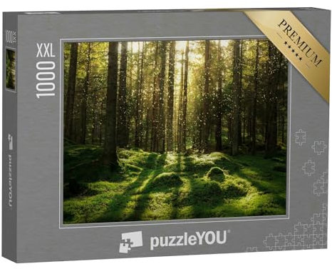 Puzzle 1000 Teile XXL „Magischer Märchenwald mit bemoosten Nadelbäumen“ – aus der Puzzle-Kollektion Norwegen, Skandinavien