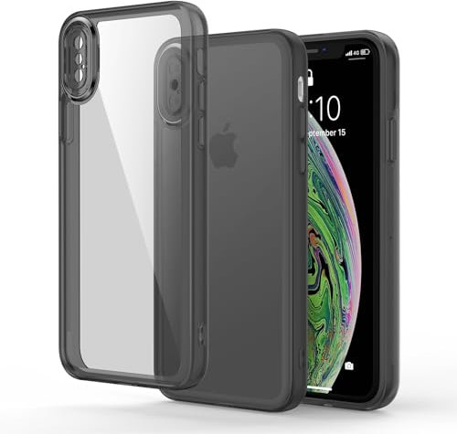 Honeyview Colored Clear Case for iPhone X/XS with Matte Border, Non-Yellowing, Shockproof, Clear Back, Phone Cover for Apple iPhone X/XS - Black