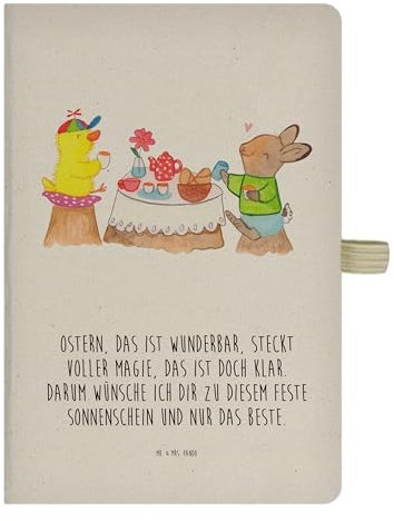Mr. & Mrs. Panda DIN A4 Baumwoll Notizbuch Ostern Frühstück - Ostergeschenke, Osterdeko, Geschenk, Osterdeko, Osternest, Kladde, Hase, Tagebuch,