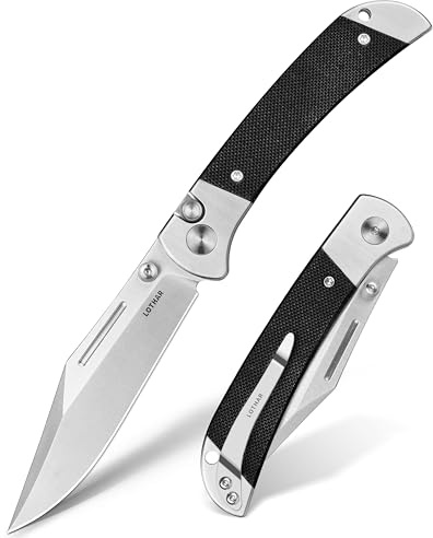 LOTHAR FALCON Taschenmesser, 7.7 CM Scharfe 14C28N Stahl Klappmesser | Kleines G10 Griff Einhandmesser mit Knopfdruck, Button Lock EDC Messer, mit Gürtelclip