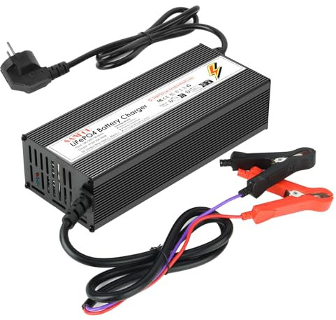 SANFOU 14.6V 20A LiFePO4 Cargador de Batería, 2-Etapas Automático Inteligente LiFePO4 Cargador de Batería de Litio Adecuado para 12V (12,8V) Batería de Litio